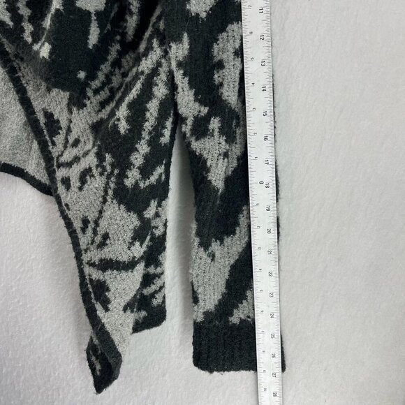 Prana Alberta Reversible Sweater Women M Black Gray Abstract Open Front Cardigan - Picture 7 of 14